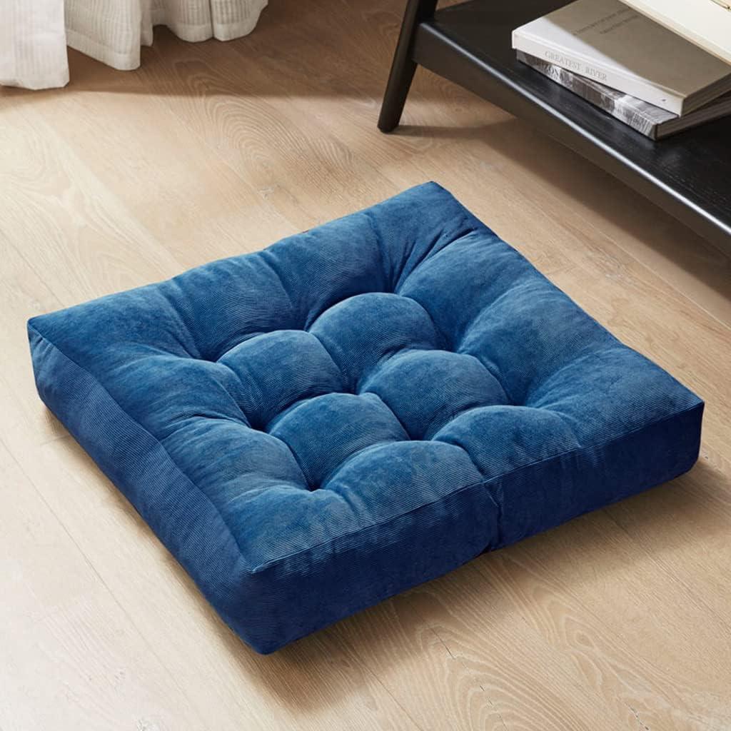 Navy Blue Square Memory Foam Floor Pillow with Polyester Cover