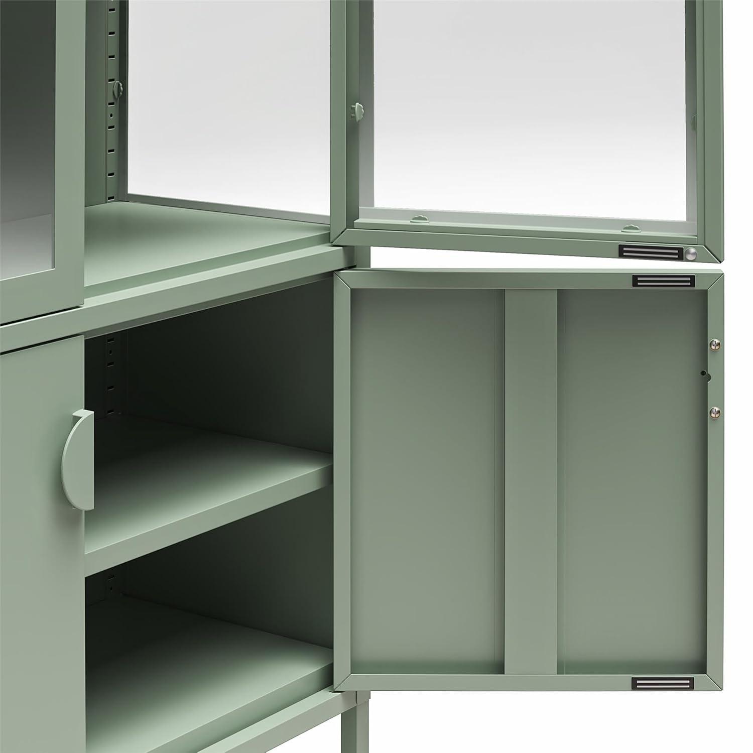 CosmoLiving by Cosmopolitan Chloe Metal Accent Cabinet With 3 Arched Glass Doors