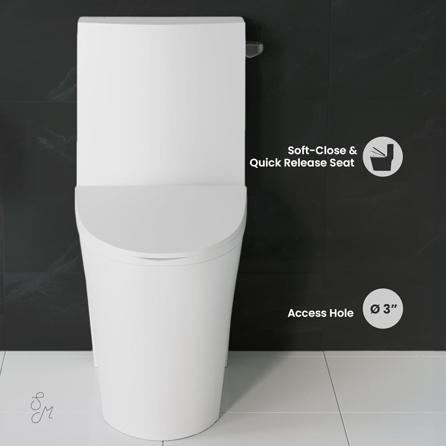 St. Tropez One Piece Elongated Toilet Dual Vortex Flush 1.28 gpf