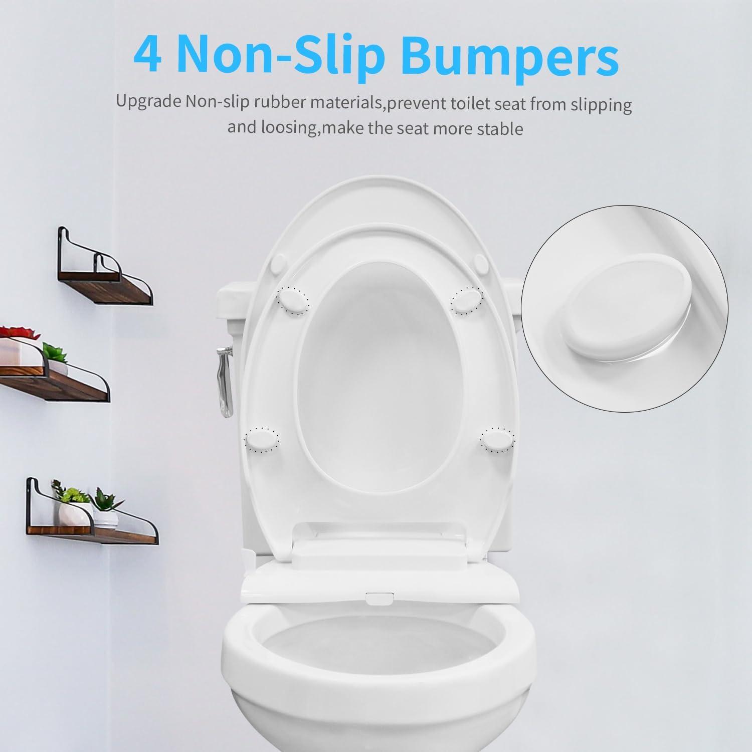 Slim White Non-Electric Plastic Bidet Seat for Elongated Toilets