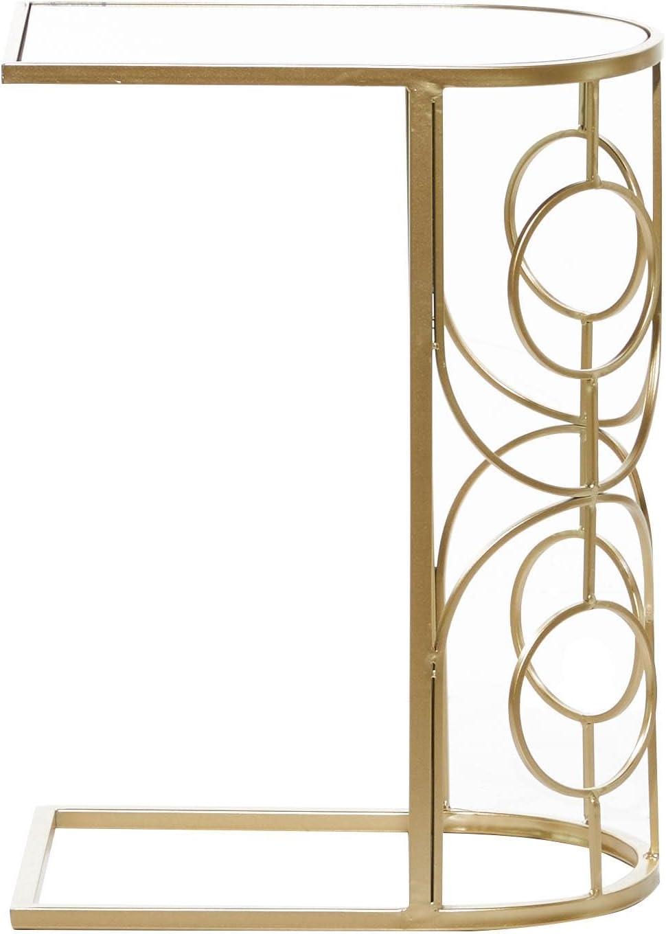 Contemporary Mirrored Accent Table Gold - Olivia & May: No Assembly, Indoor Use, Iron Frame