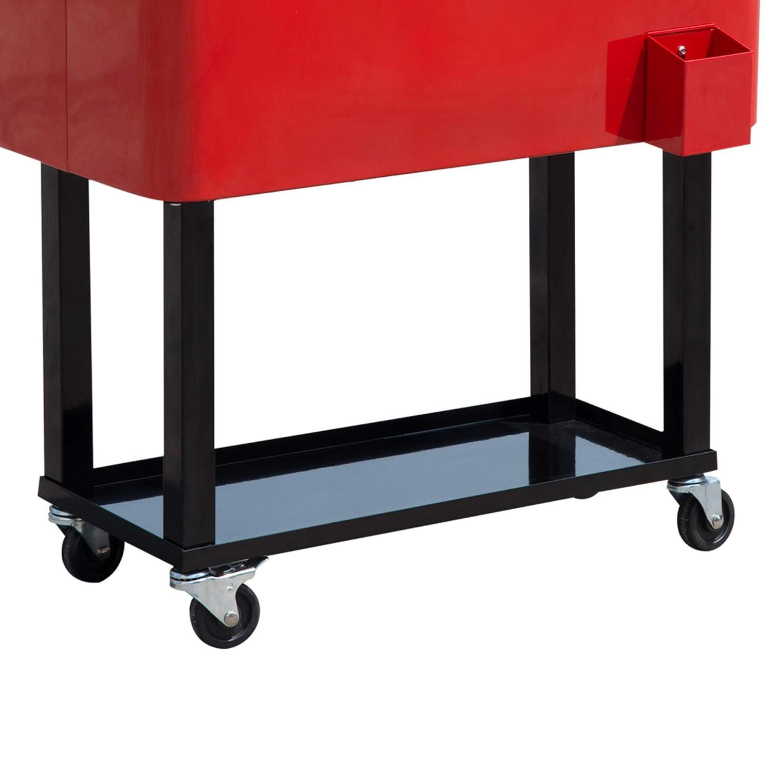 IRHOMA Outsunny 80 QT Rolling Cooling Bins Ice Chest on Wheels Outdoor Stand Up Drink Cooler Cart for Party