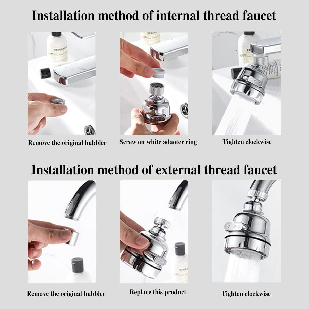 Kitchen Faucet Sprayer Attachment, Movable Faucet Extender for Kitchen Sink, 360° Rotatable Sink Faucet Head Anti-Splash Tap Booster Shower and Water Saving Faucet for Kitchen