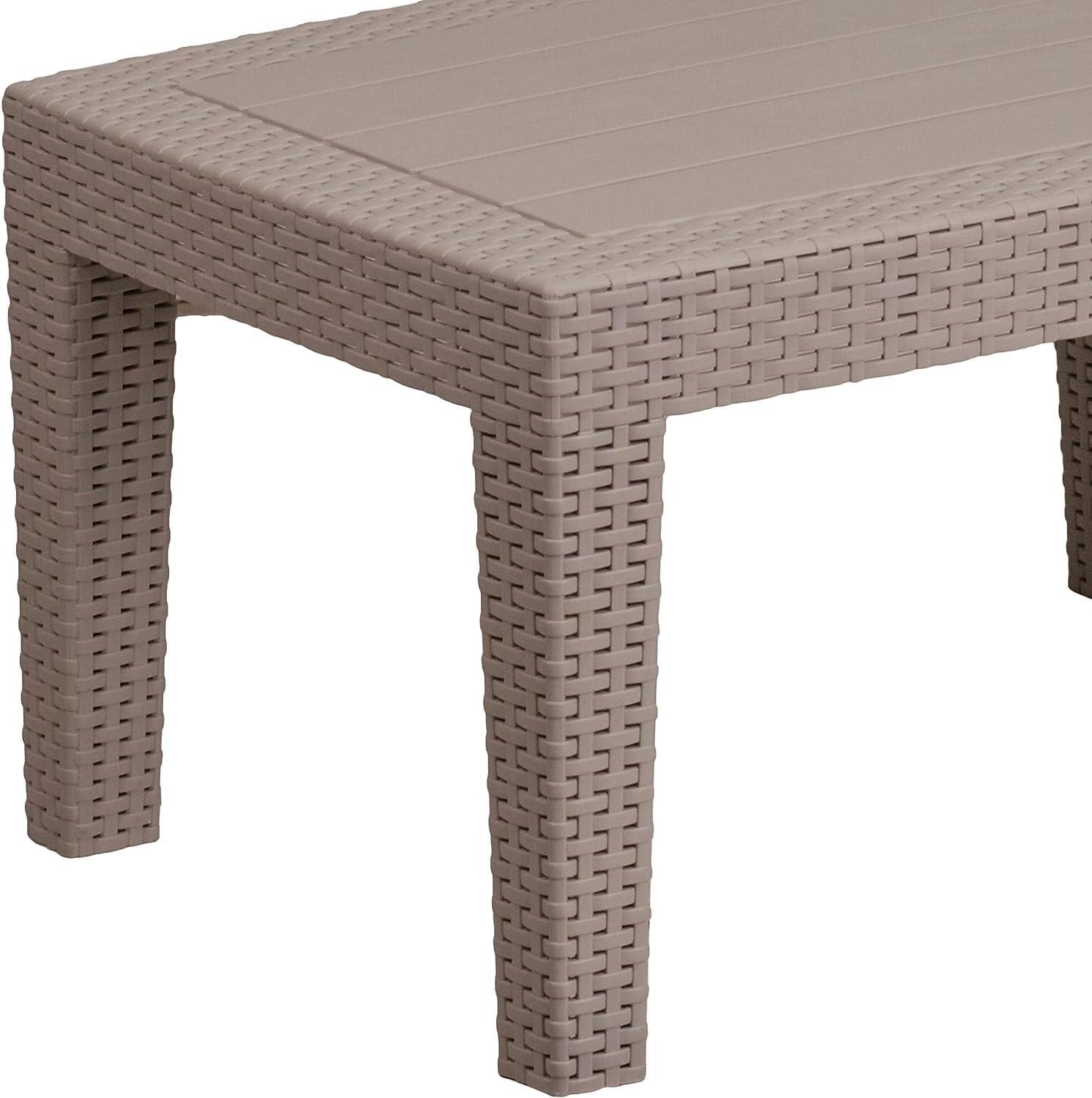 Merrick Lane 4 Piece Dark Gray Faux Rattan Patio Furniture Set with 2 Chairs and Sofa with Removable Light Gray Cushions and Table
