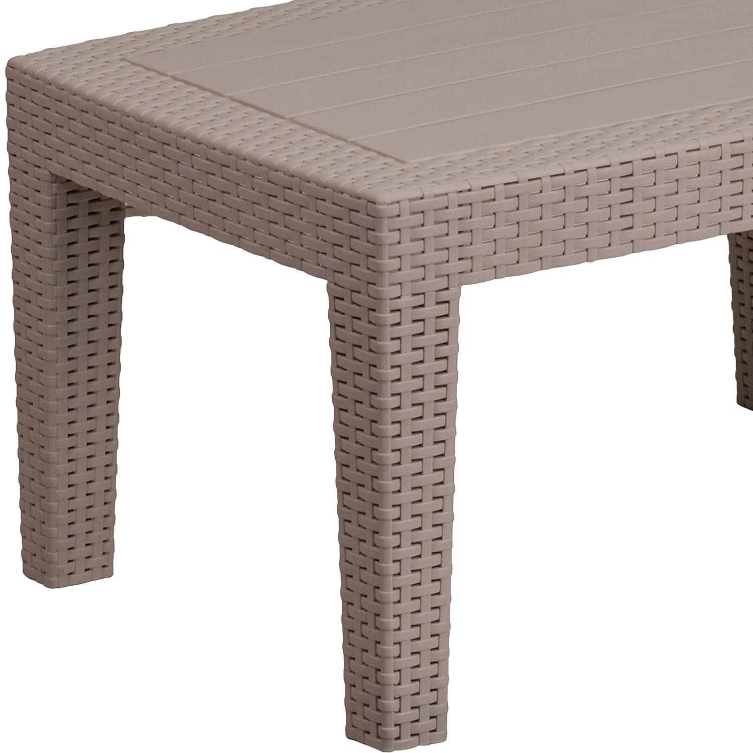 Merrick Lane 4 Piece Dark Gray Faux Rattan Patio Furniture Set with 2 Chairs and Sofa with Removable Light Gray Cushions and Table