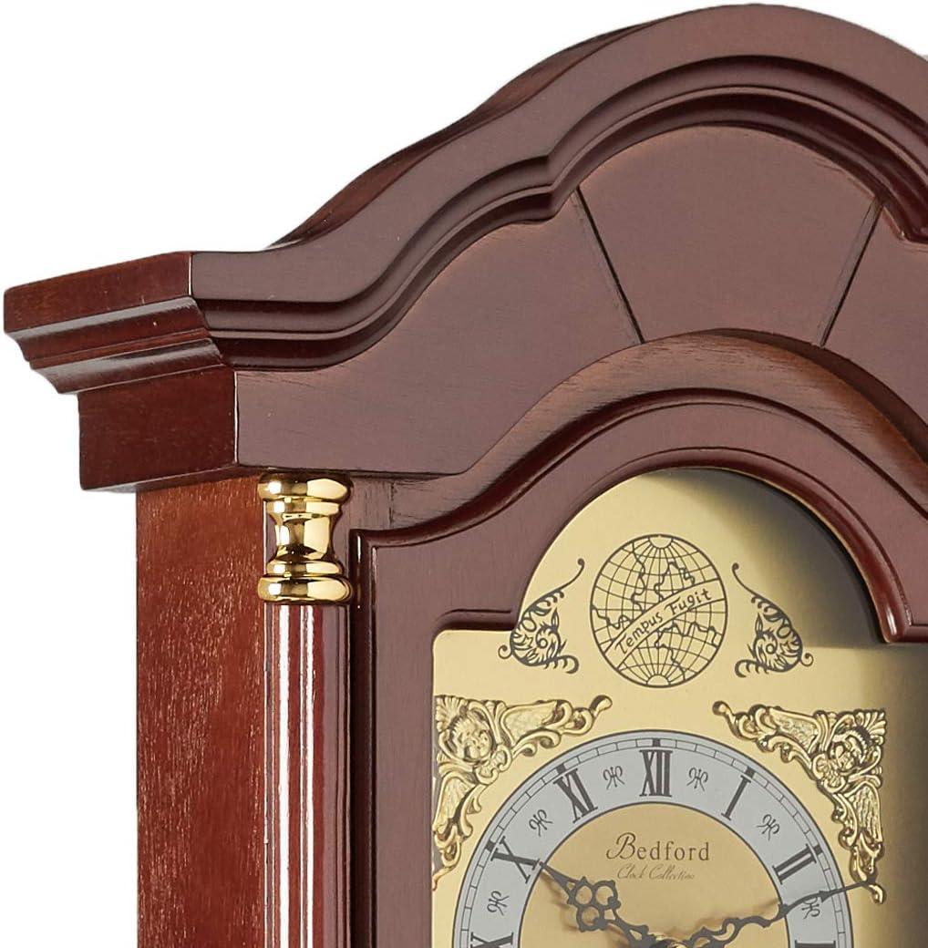 Bedford Clock Collection 33" Antique Cherry Oak Finish Chiming Wall Clock with Roman Numerals