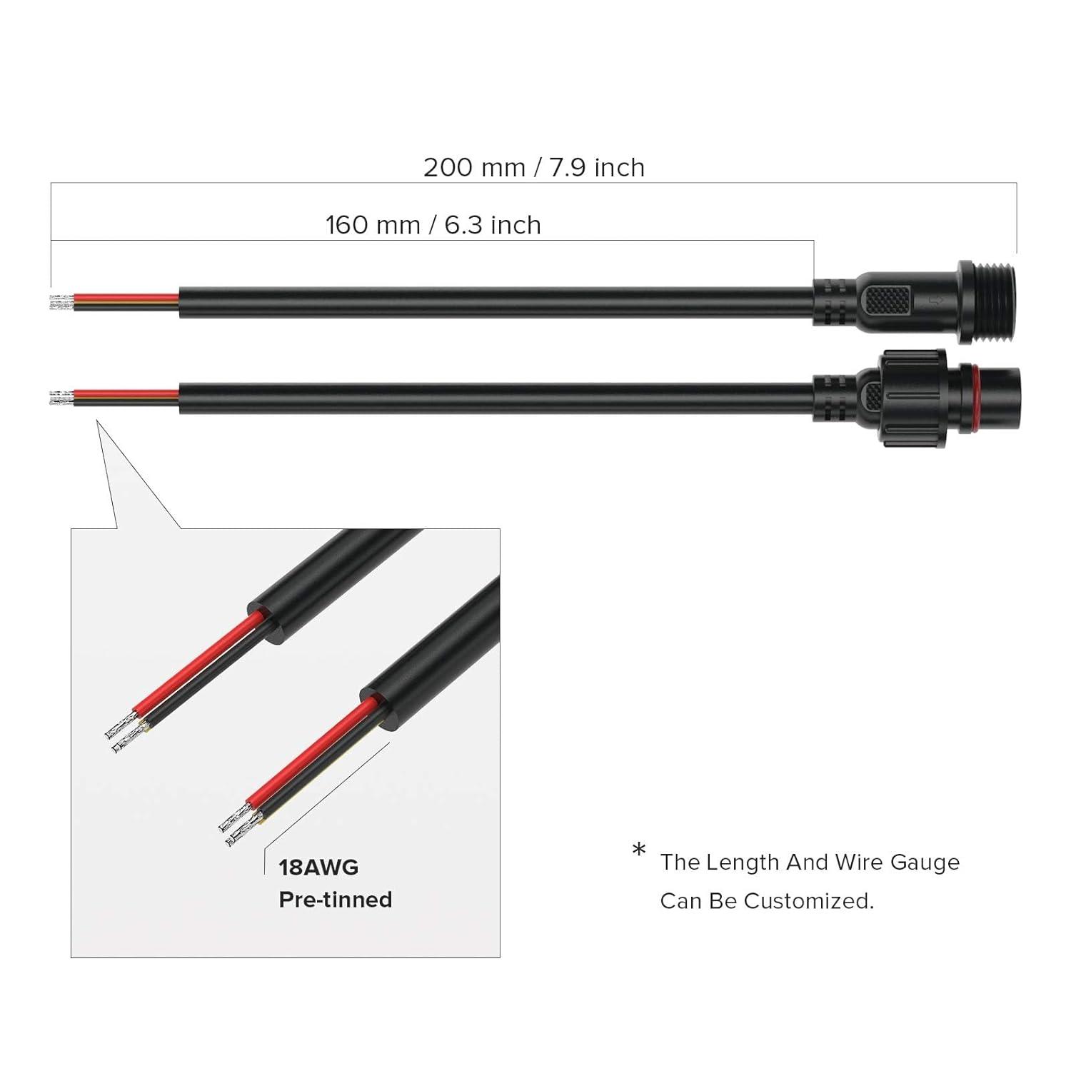 BTF-LIGHTING 3 Pin Electrical Connector 22AWG IP65 Male Female Connector 7.87in/20cm Extension Cable for Car,Truck,Boat,Indoor/Outdoor LED Strip Lights/String 15mm Nut Small Size 5 Pairs