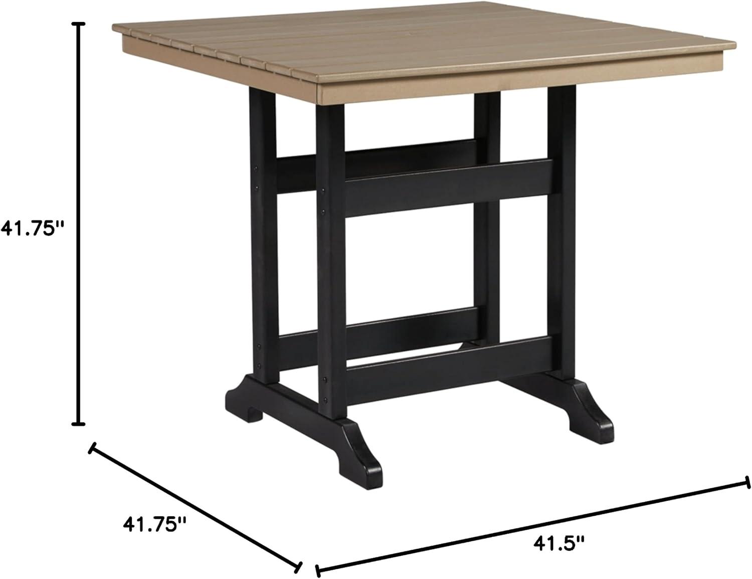 Signature Design by Ashley Outdoor Transville HDPE Patio Counter Table with Umbrella Option, Gray