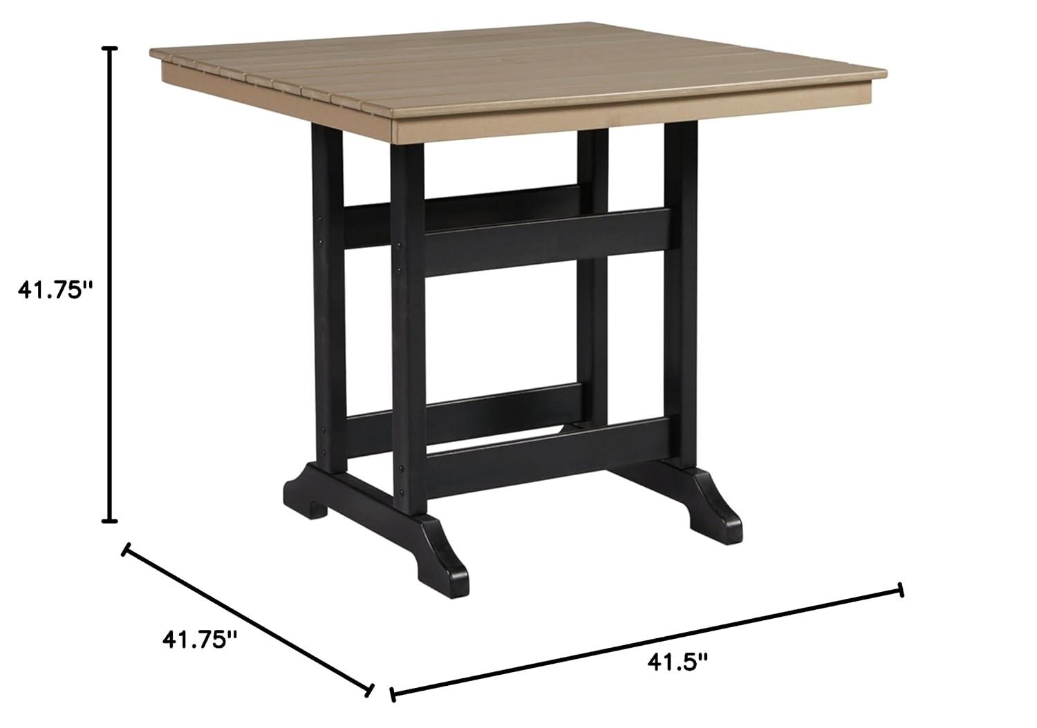 Signature Design by Ashley Outdoor Transville HDPE Patio Counter Table with Umbrella Option, Gray