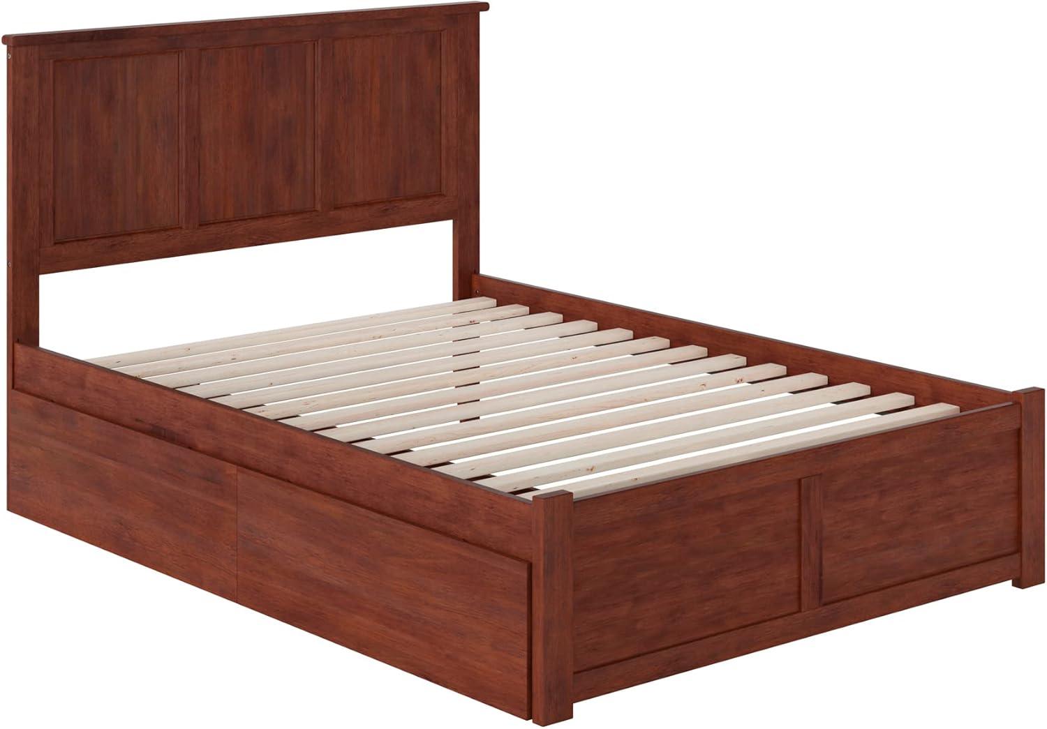Madison Platform Bed with Flat Panel Foot Board and 2 Urban Bed Drawers in Multiple Colors and Sizes