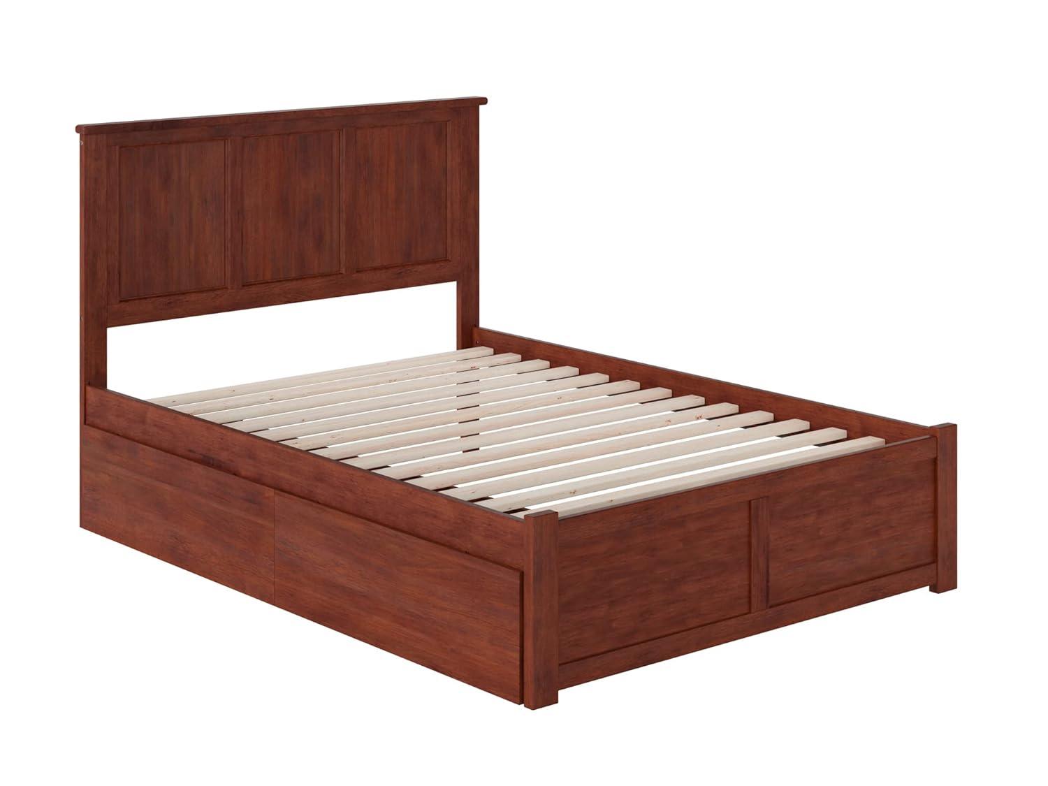 Madison Platform Bed with Flat Panel Foot Board and 2 Urban Bed Drawers in Multiple Colors and Sizes