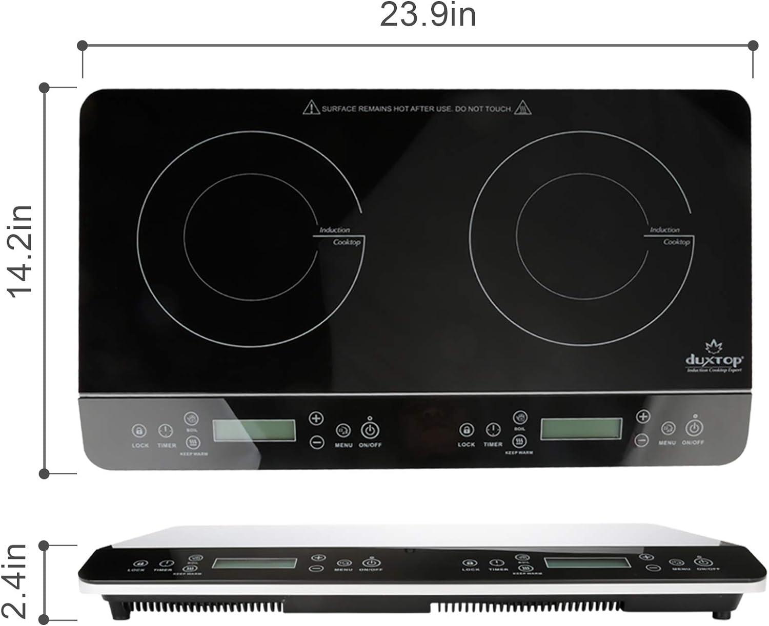 Duxtop LCD Portable Double Induction Cooktop, 1800W Electric Countertop Burner, 9620LS/BT-350DZ