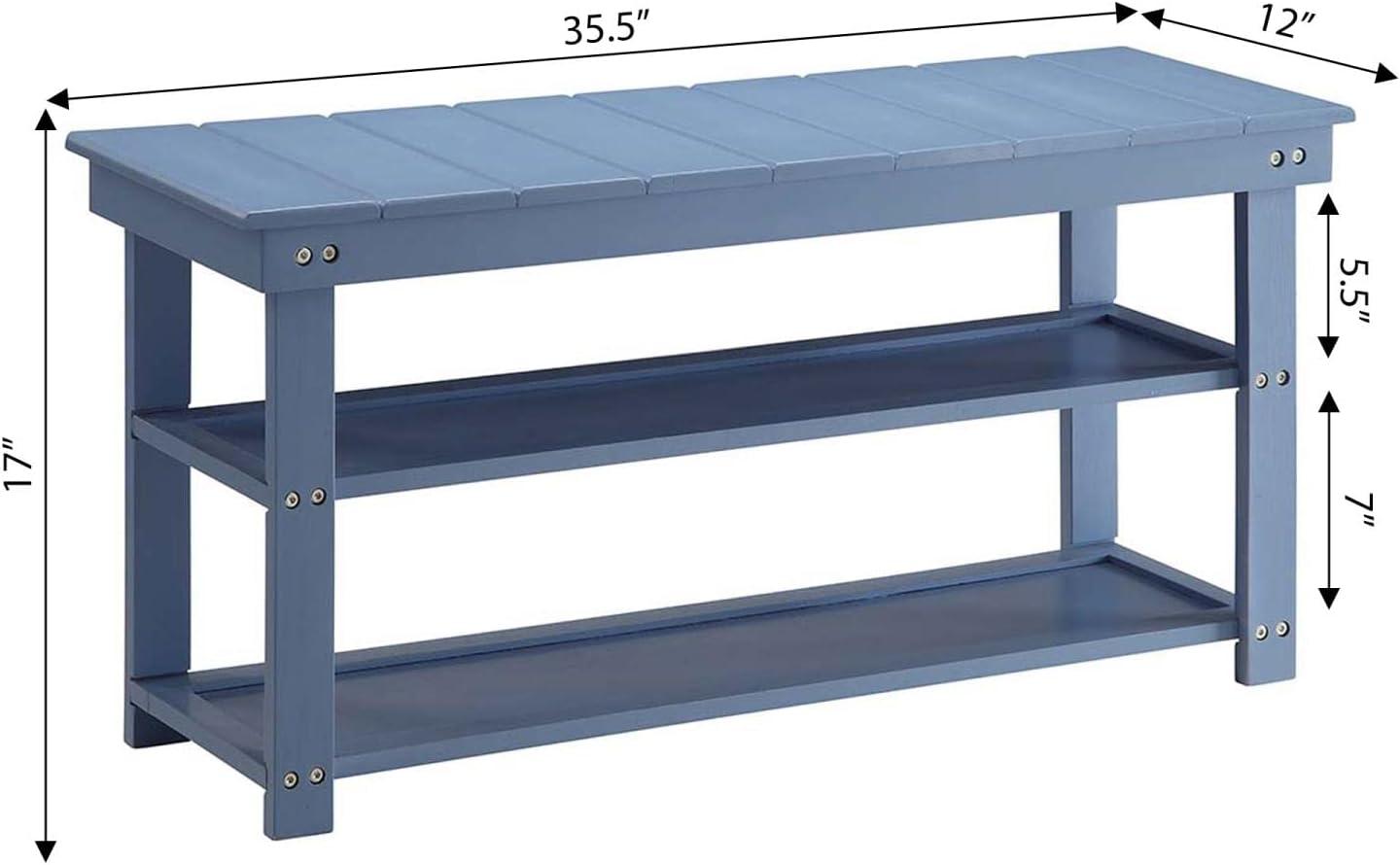 Contemporary Blue Oxford Mudroom Bench with Storage Shelves