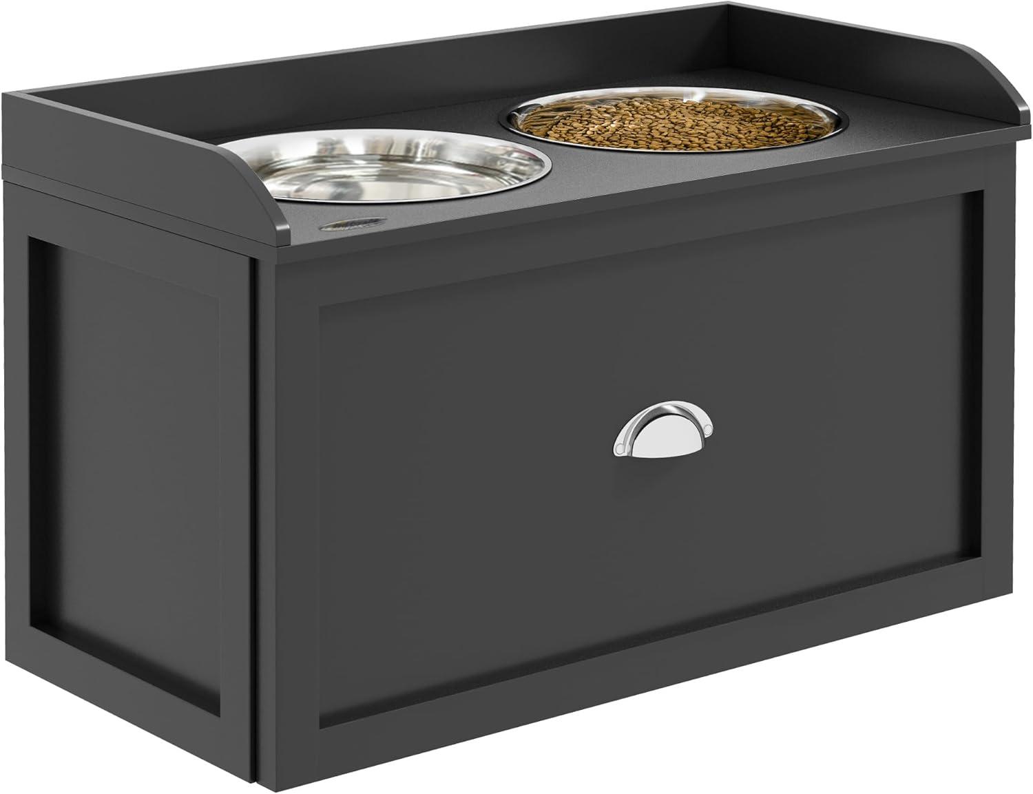 PawHut Large Elevated Dog Bowls with Storage Drawer Containing 21L Capacity, Raised Dog Bowl Stand Pet Food Bowl Dog Feeding Station