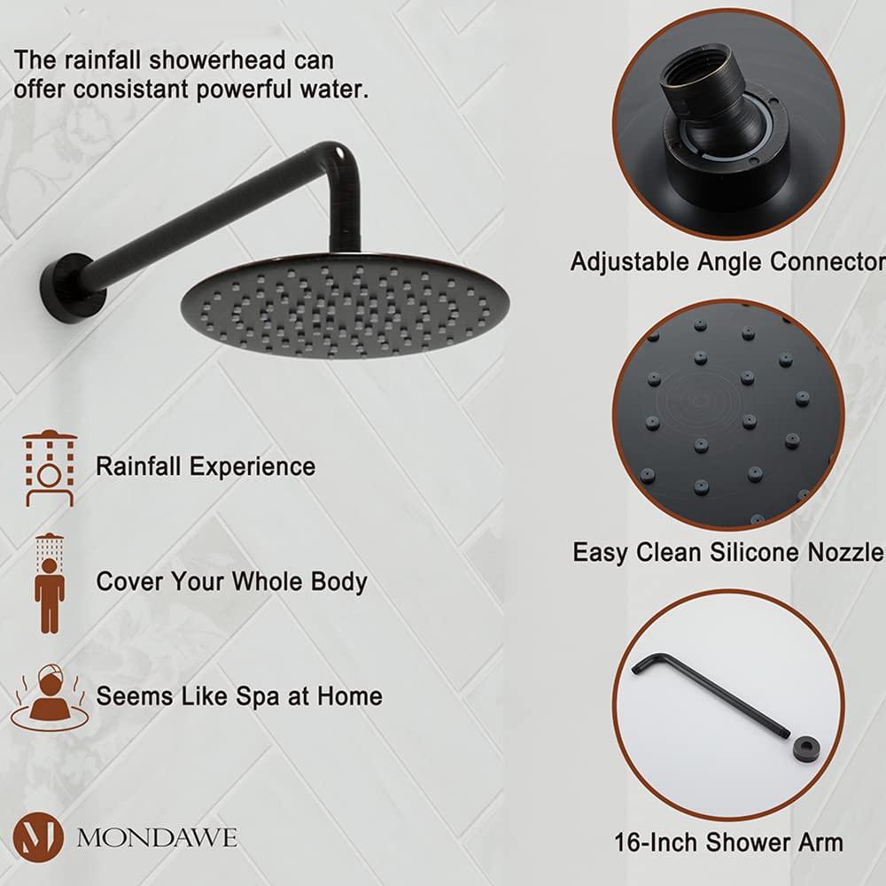 mondawe Calliope Wall Mounted 2-Function Retro Pressure-Balanced Shower System with 3 Setting Handheld MD-A3815-ORB