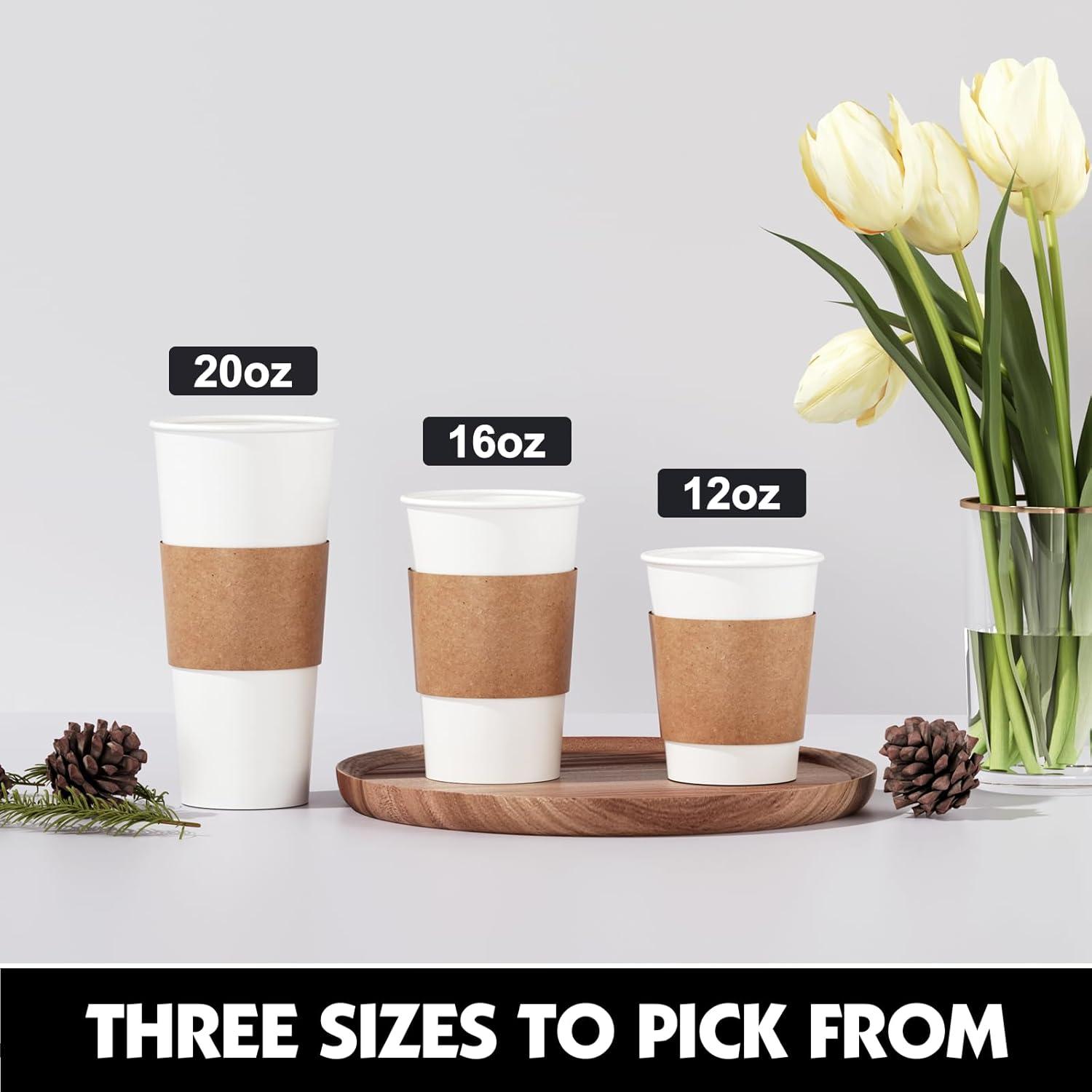 FAST APPLIANCES LLC Paper Cups,Cups,Disposable Cups 100 Pack 12 Oz Leak-Proof Coffee Cups With Lids And Sleeves Disposable Paper To Go Hot Coffee Cups For Home, Business, Office, Cafes And Parties