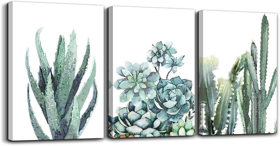 Canvas Wall Art For Living Room Bathroom Wall Decor For Bedroom Kitchen Artwork Canvas Prints Green Plant Flowers Painting 12" X 16" 3 Pieces Modern Framed Office Home Decorations Family Picture