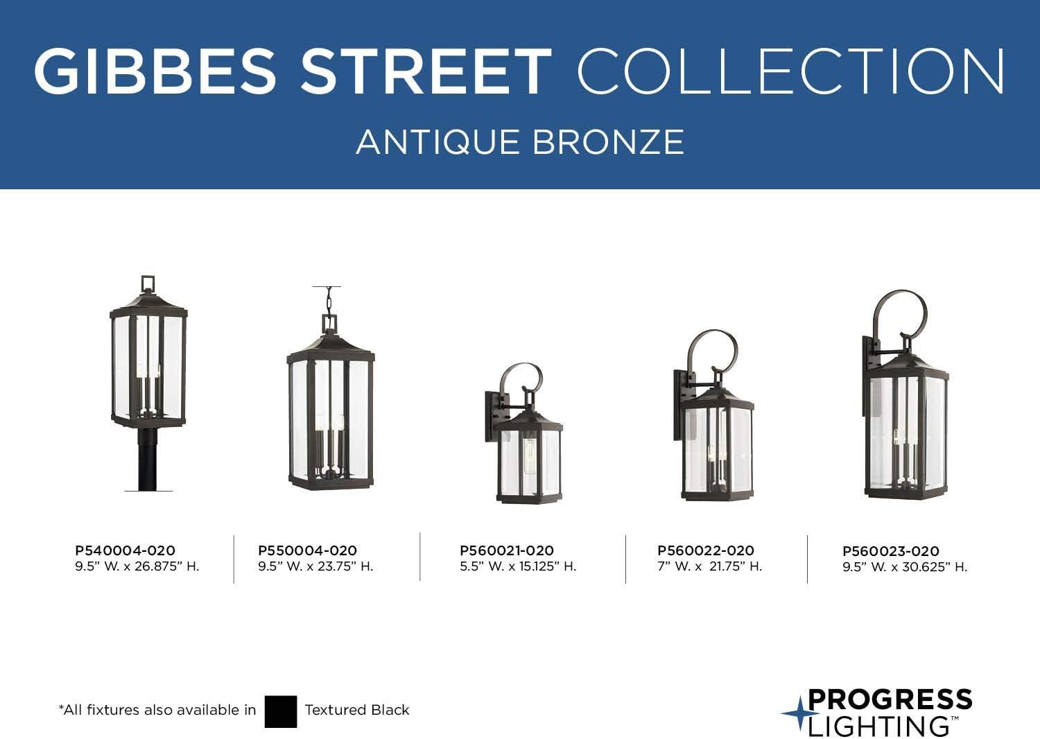 Progress Lighting, Devereux, 3-Light Outdoor Hanging Lantern, Antique Bronze, Etched White Pillar Shade