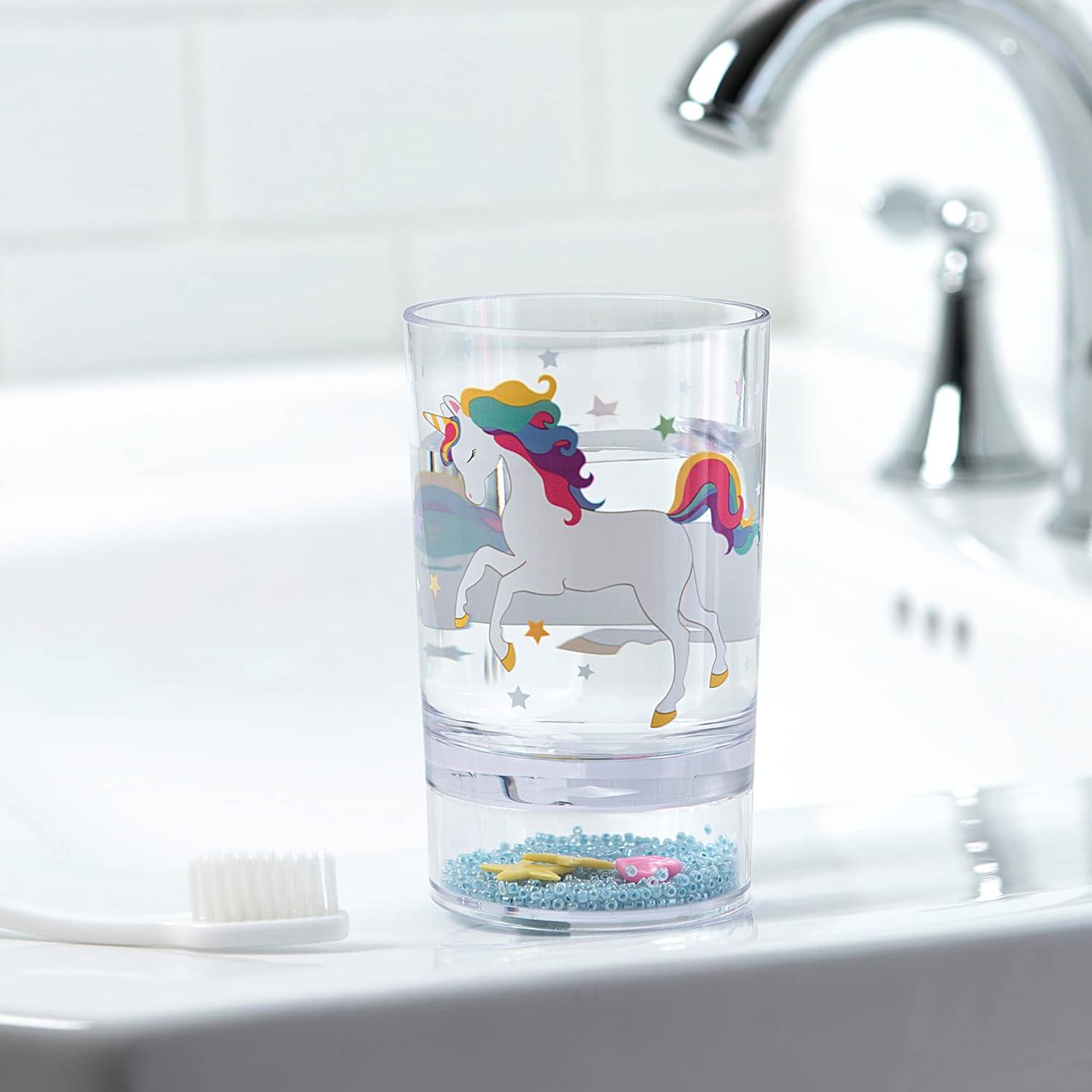 Unicorn & Rainbow Multicolored Plastic 4-Piece Bath Accessory Set