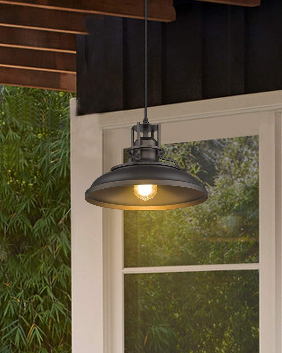 12-Inch Oil Rubbed Bronze Farmhouse Dome Pendant Light