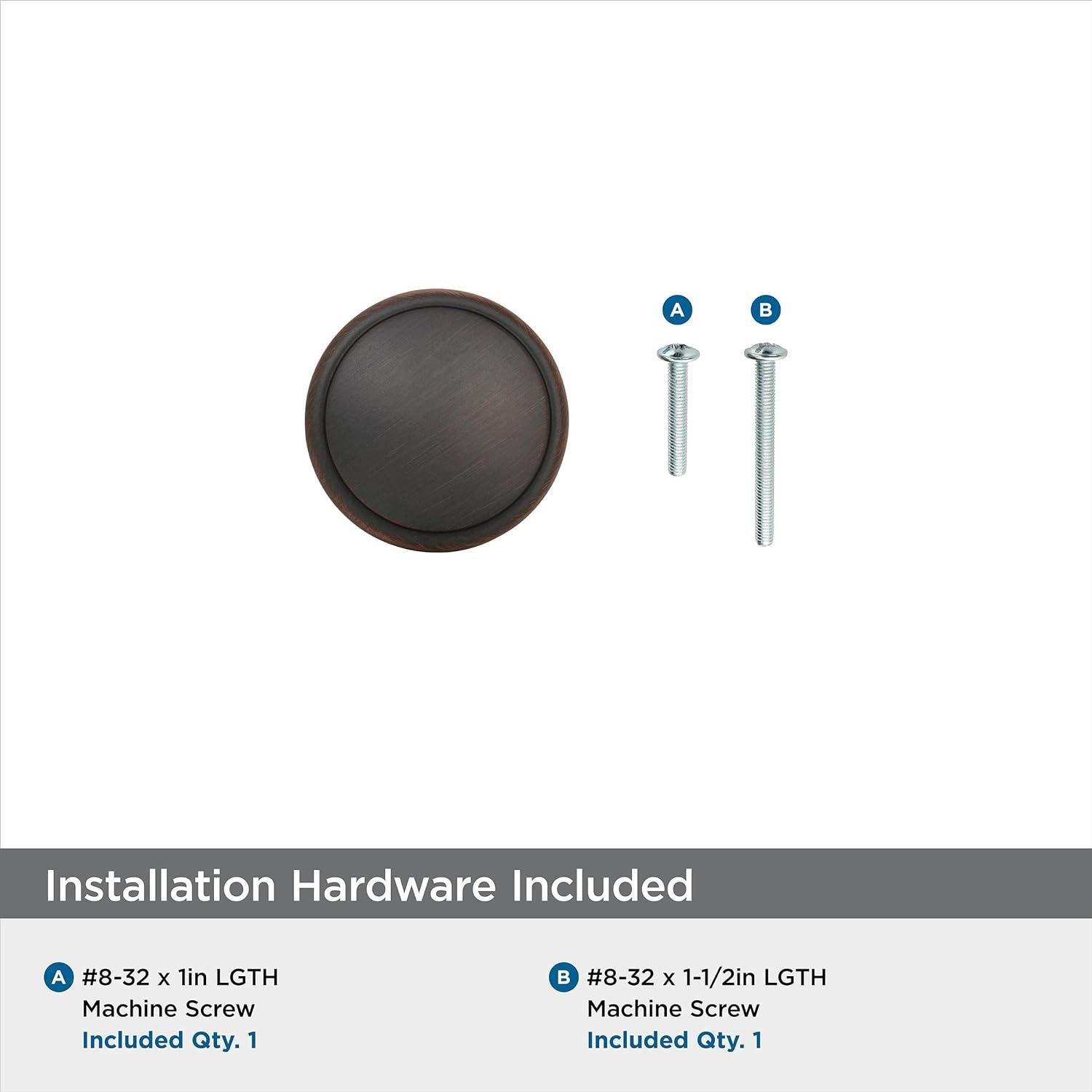 Oil Rubbed Bronze Round Cabinet Knob with Mounting Hardware