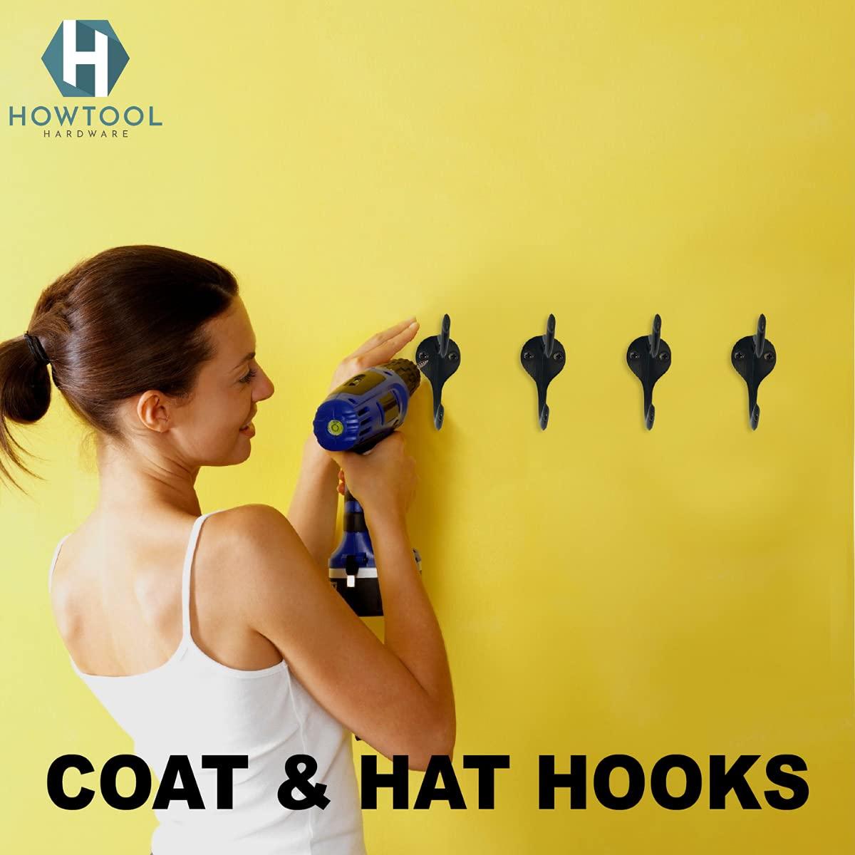 Coat Hooks for Wall Hanging Heavy Duty Wall Mounted Oil Rubbed Bronze Black, 5 Pack