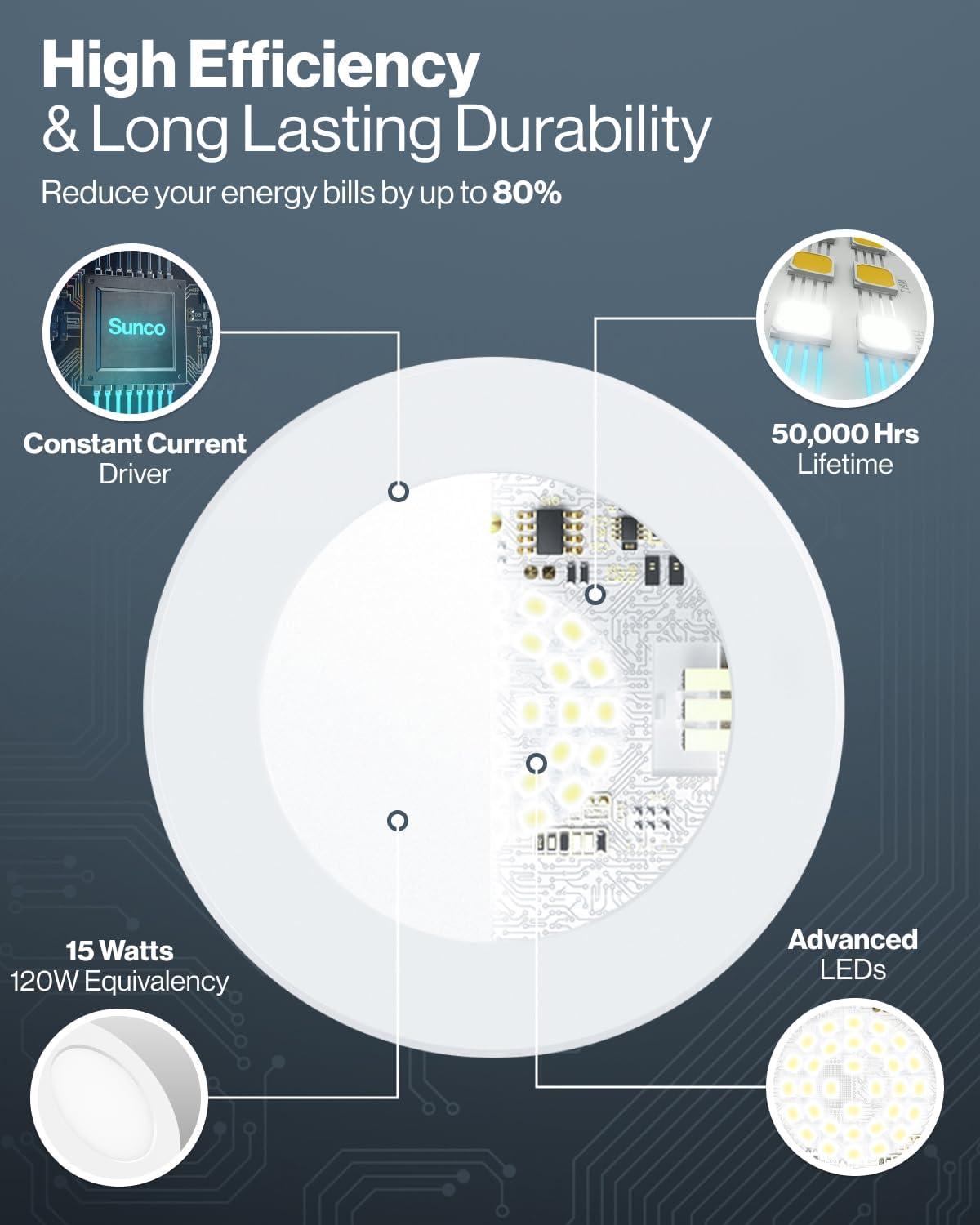 White 6-Inch Selectable LED Recessed Lighting with Smooth Trim