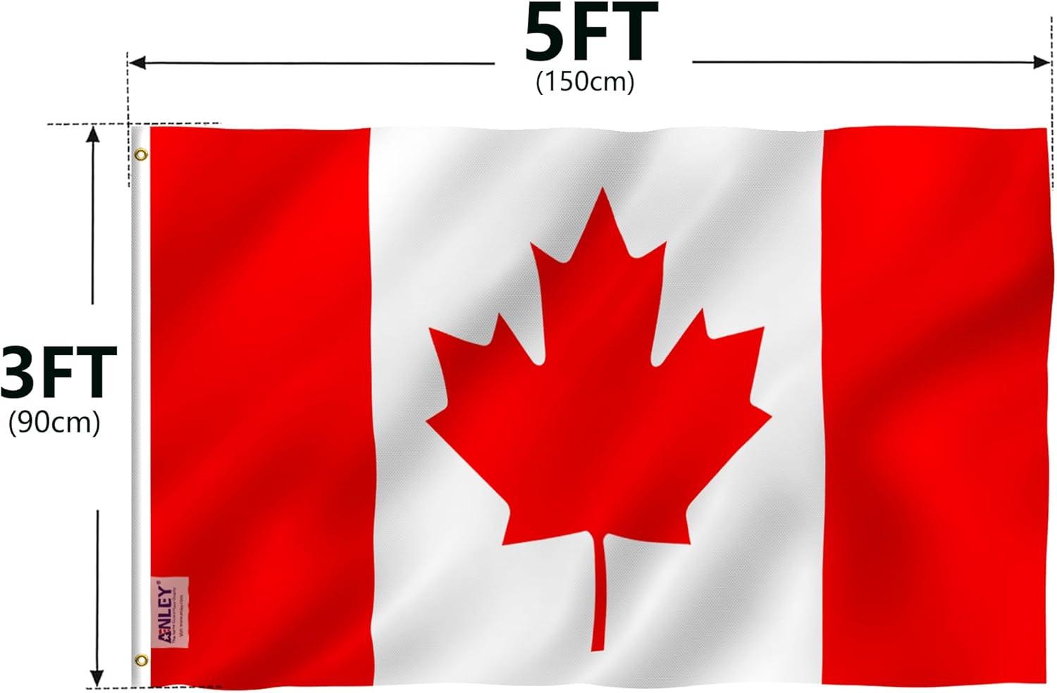 Anley 3x5 Foot Canada Flag - Canadian National Flags Polyester