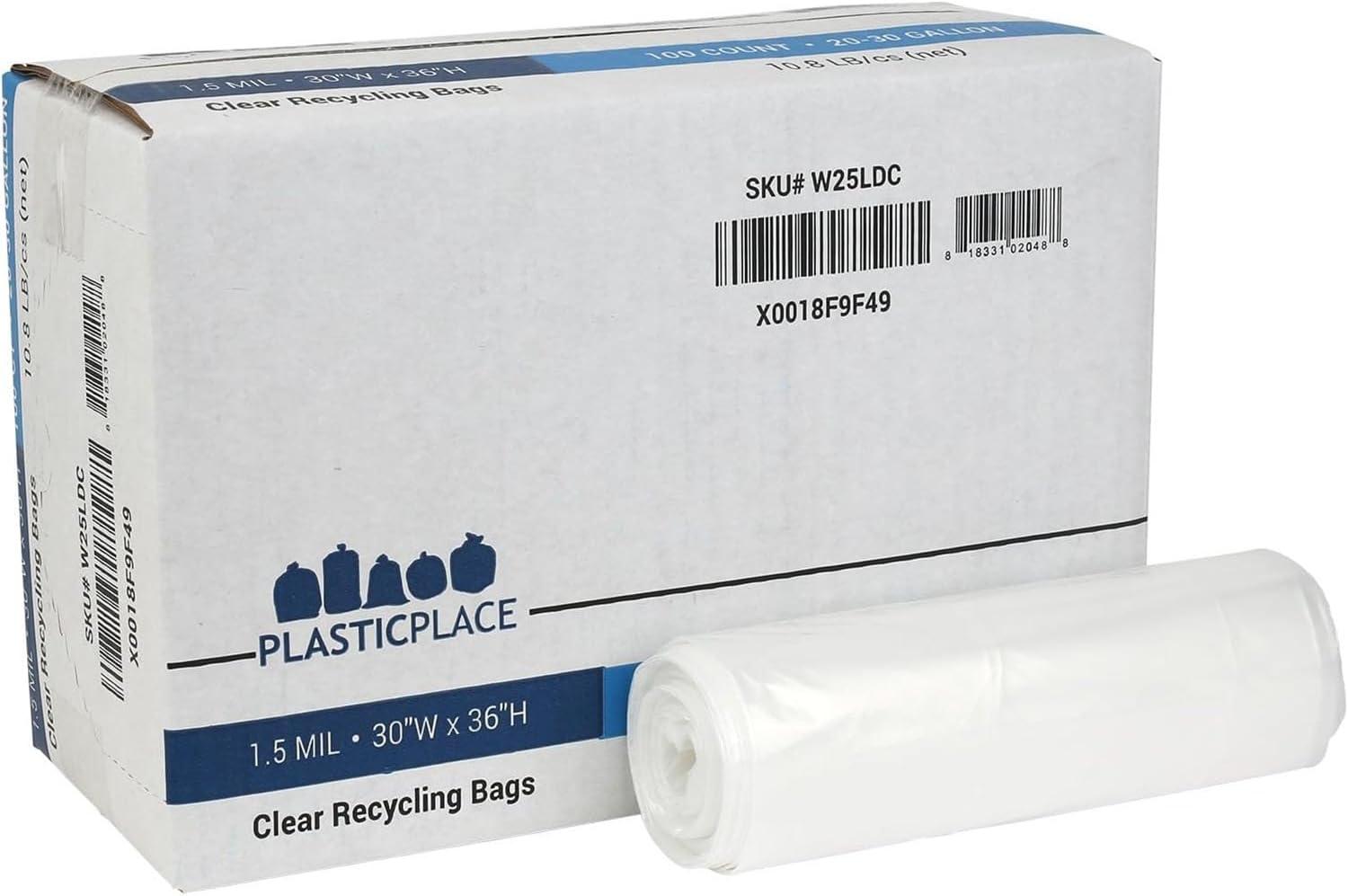 Plasticplace 20-30 Gallon Trash Bags, 1.5 Mil, 100 Count