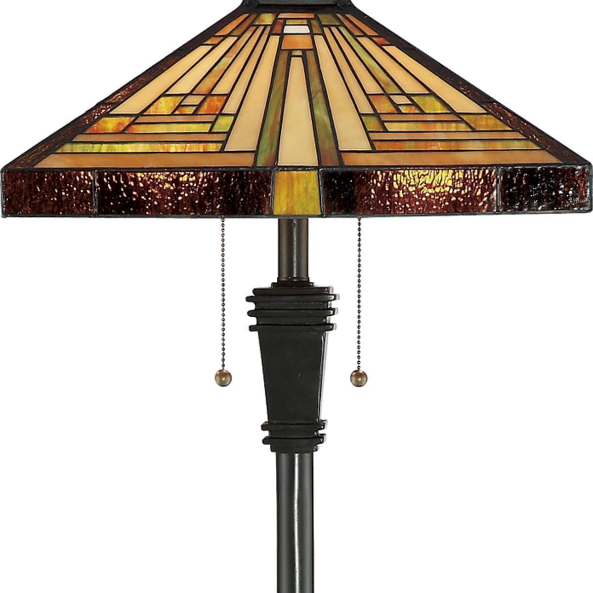 Stephen Geometric Tiffany-Style Bronze Floor Lamp, 59.5" Height