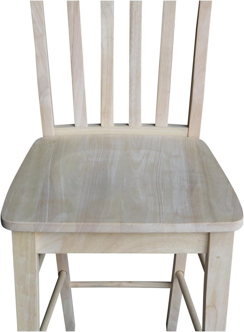 Traditional Unfinished Solid Parawood 24" Cafe Barstool