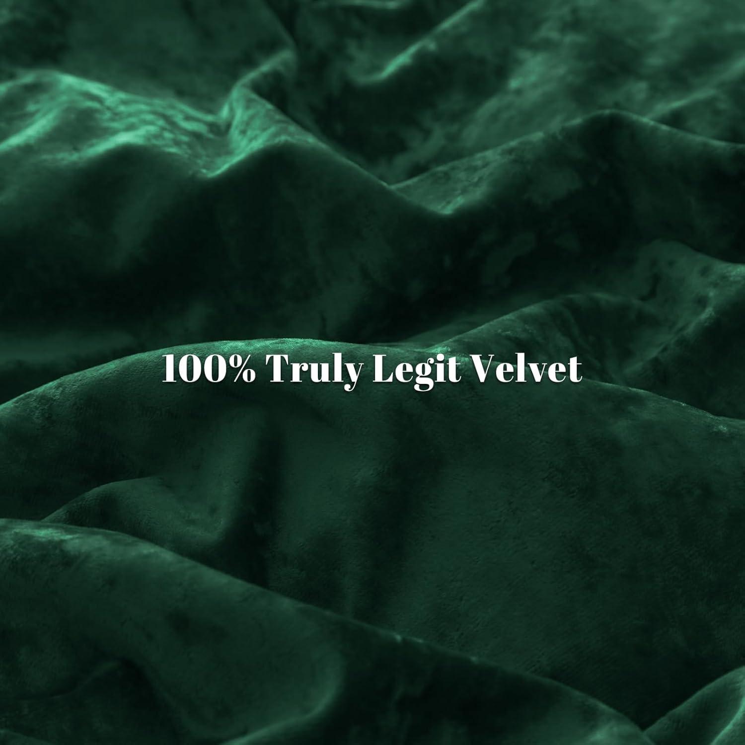 Soft Breathable Velvet Duvet Cover Set Emerald Green - Queen