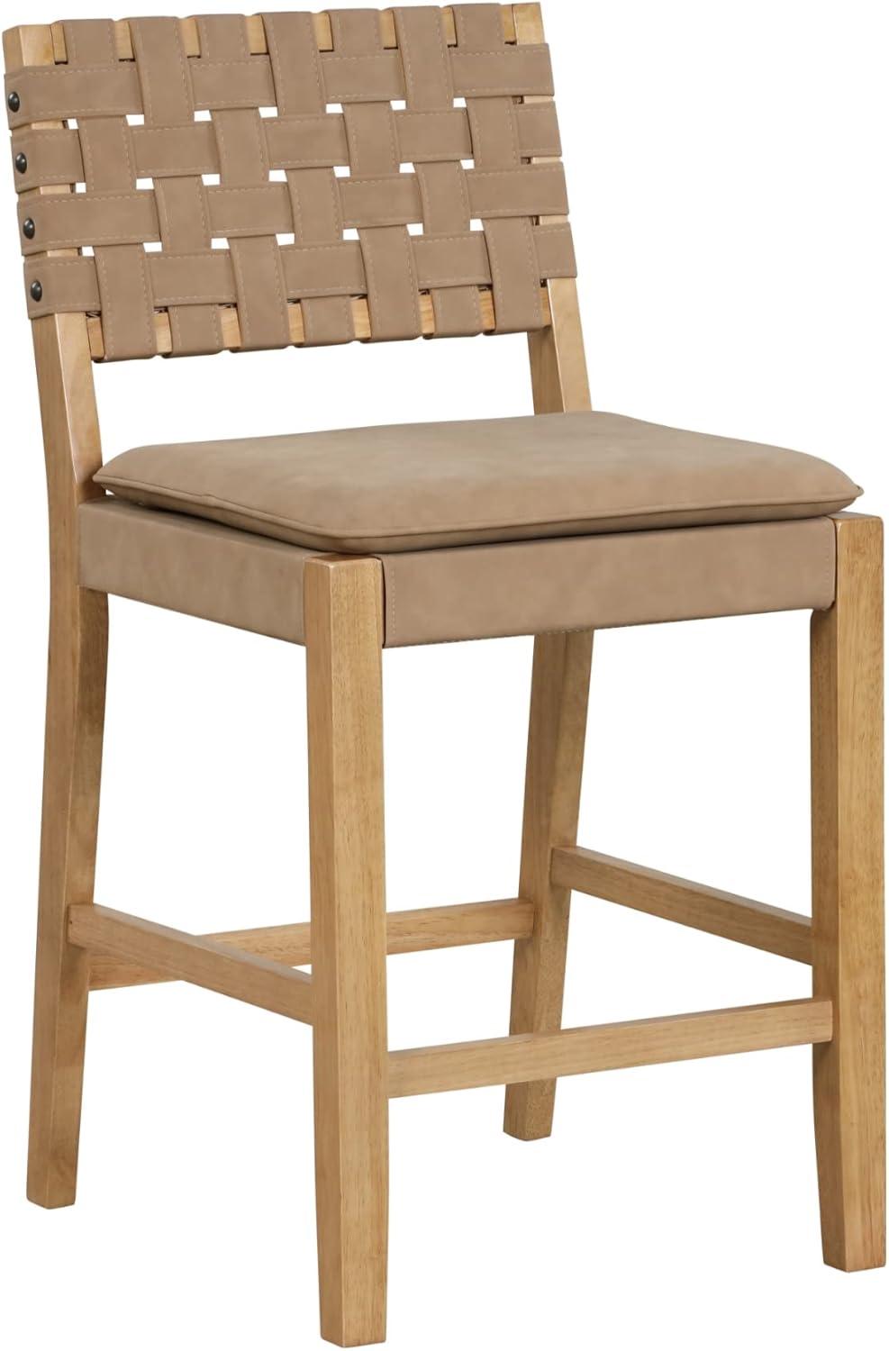 Arleatha Upholstered 24'' Counter Stool with Solid Wood Frame