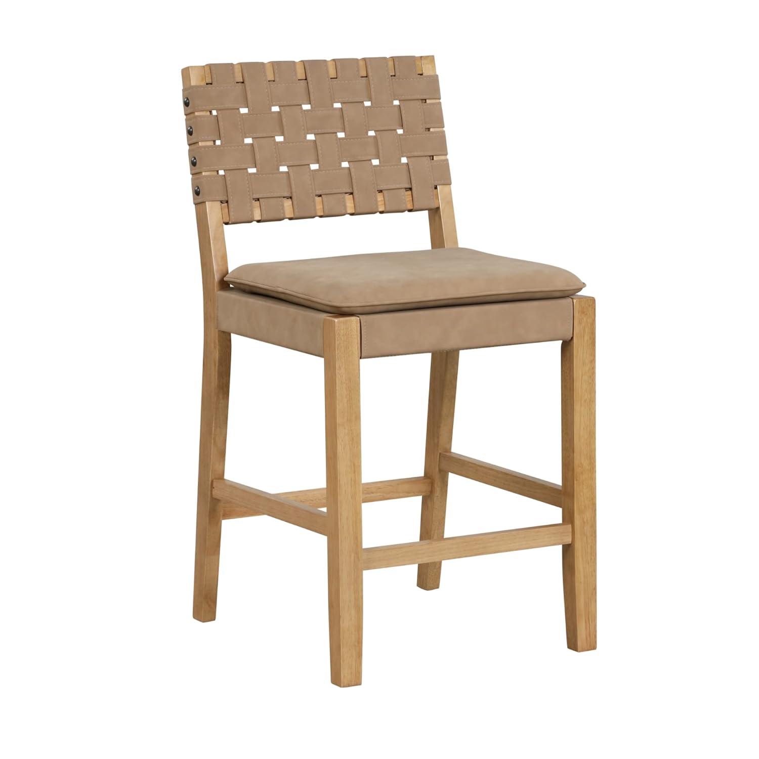Arleatha Upholstered 24'' Counter Stool with Solid Wood Frame