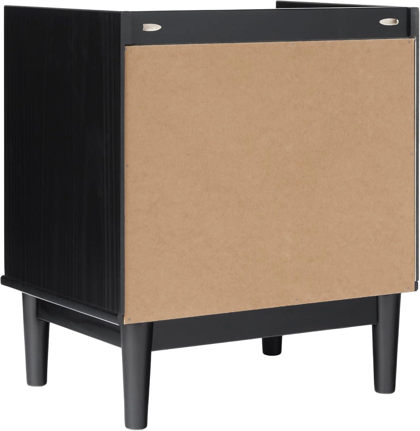 Mid-Century Modern Solid Pine 2-Drawer Nightstand, 20 Inch, Black