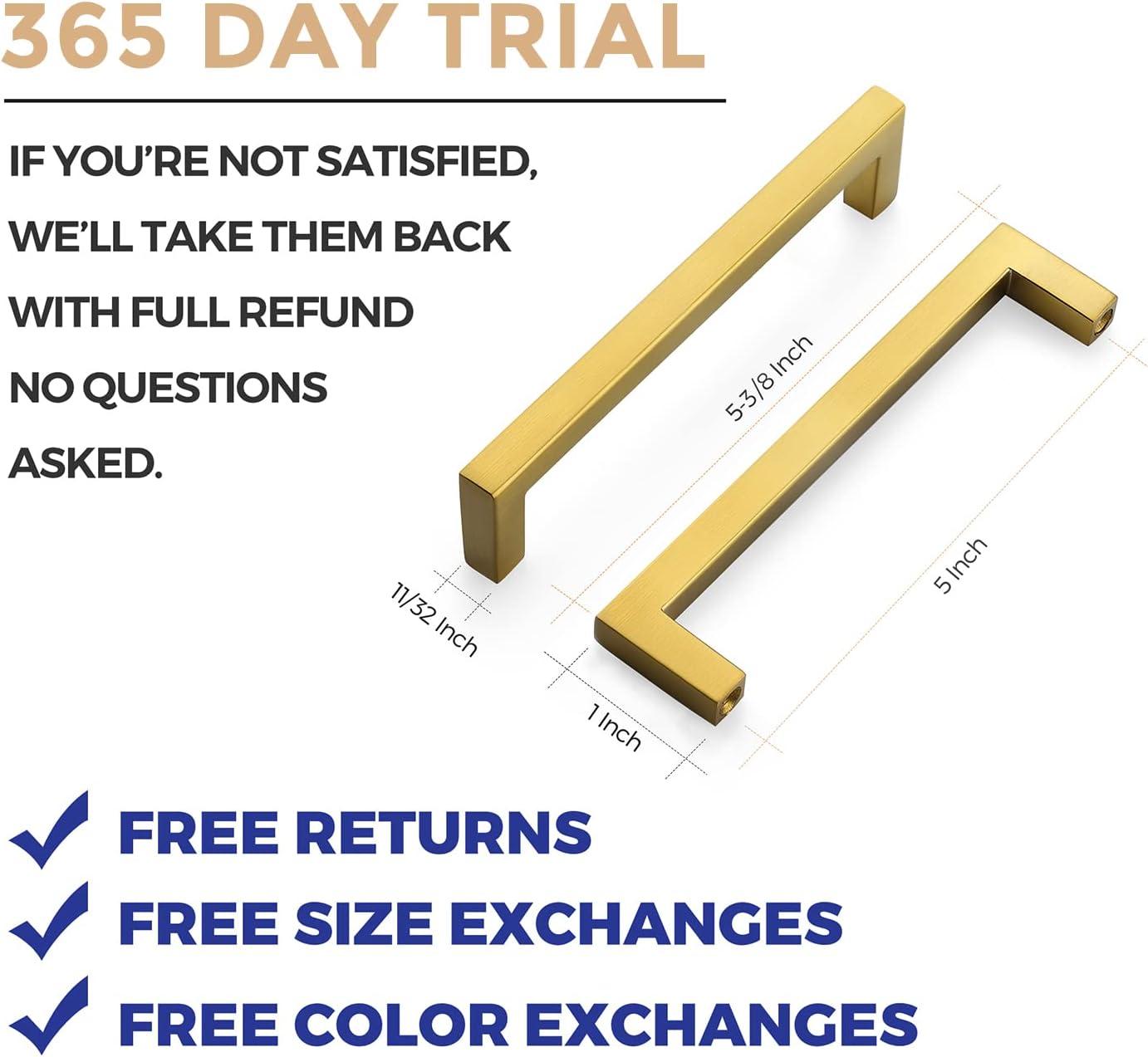 Ravinte 30 Pack 5 Inch Stainless Steel Cabinet Handles Square Cabinet Pulls Brushed Brass Cabinet Hardware Kitchen Cabinet Drawer Pulls Come with Screwdriver