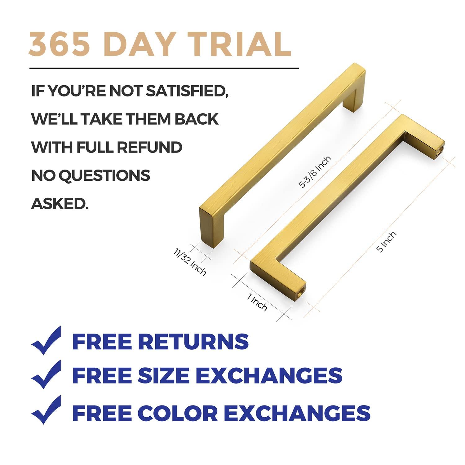 Ravinte 30 Pack 5 Inch Stainless Steel Cabinet Handles Square Cabinet Pulls Brushed Brass Cabinet Hardware Kitchen Cabinet Drawer Pulls Come with Screwdriver