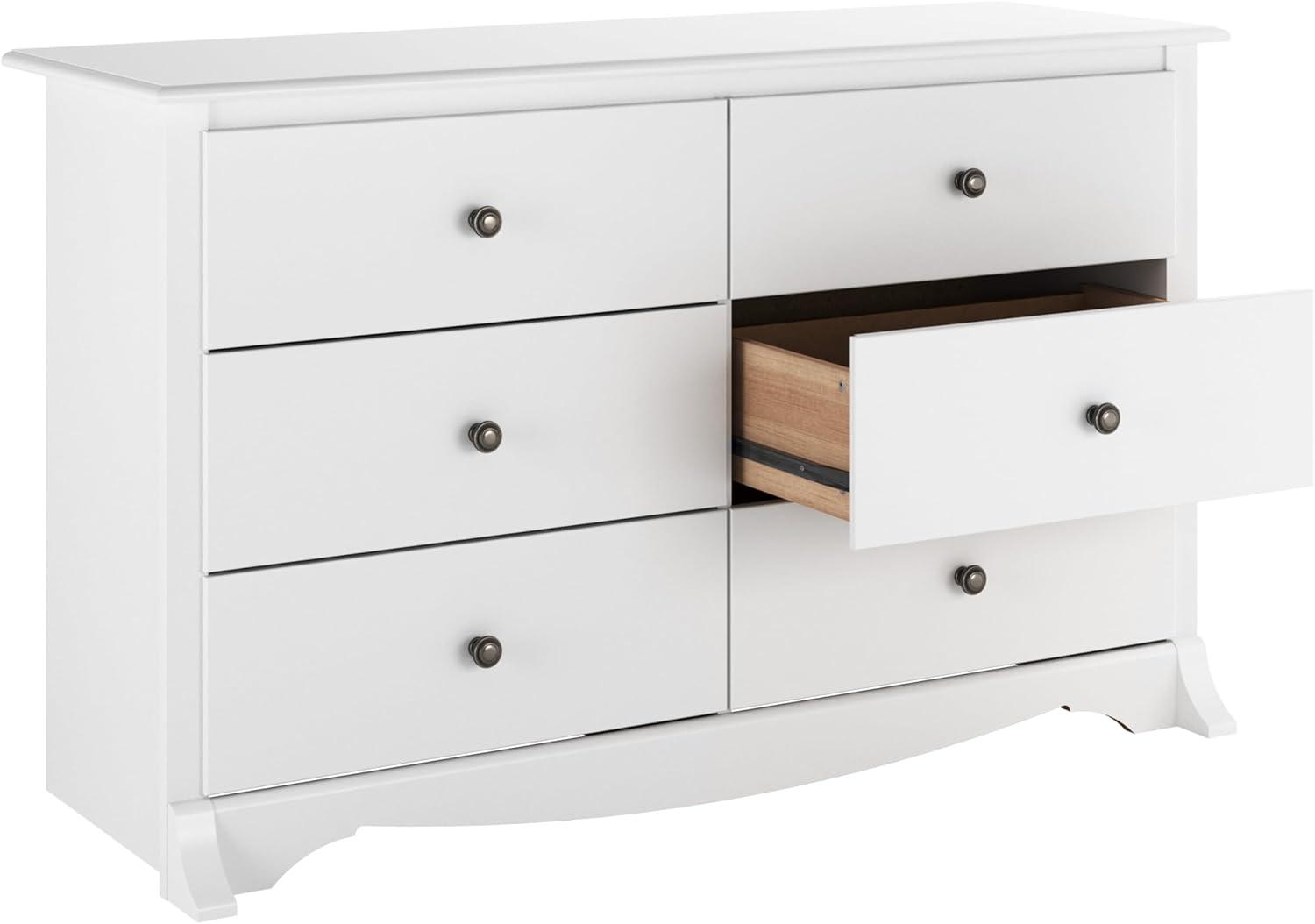 Prepac Monterey Dresser White: 6-Drawer Storage, Wood Composite, Bedroom Furniture, 29"H x 48"W