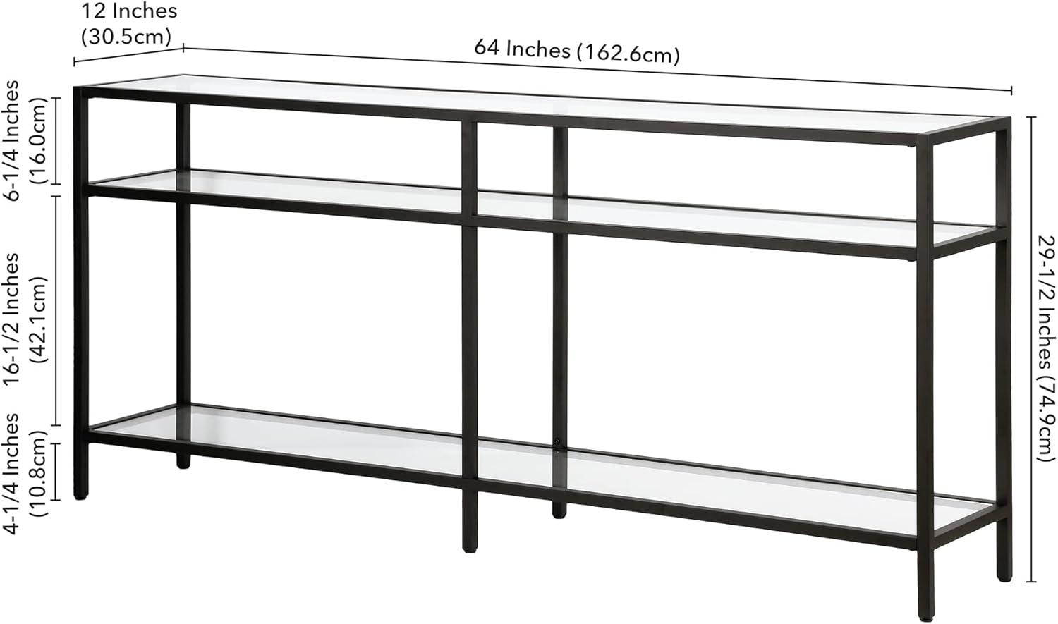 Modern Industrial 64" Blackened Bronze Console Table with Storage