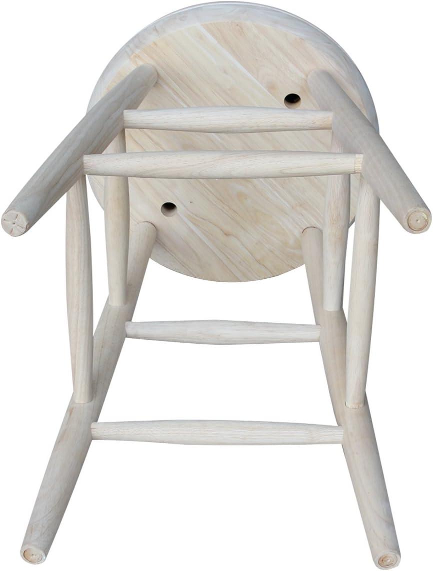 International Concepts Jonathan Swivel Scooped Seat 24" Counter Height Barstool - Unfinished: Rubberwood Frame, No Assembly Required