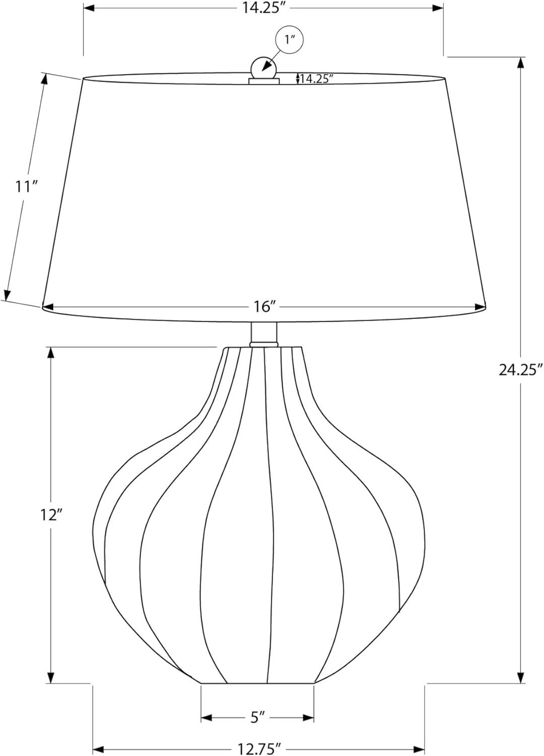 Monarch Specialties Lighting 24inchH Table Lamp Blue Ceramic Ivory / Cream Shade Transitional