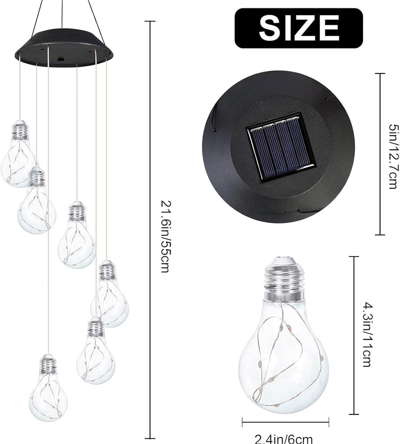 Colorful Lights Solar Wind Chimes for Outside,Wind Chimes Solar Light Bulb Ball for Garden Patio Outdoor Decor,Hanging Lights for Women Grandma Mom Birthday,Christmas Decor for Outdoor Garden Balcony