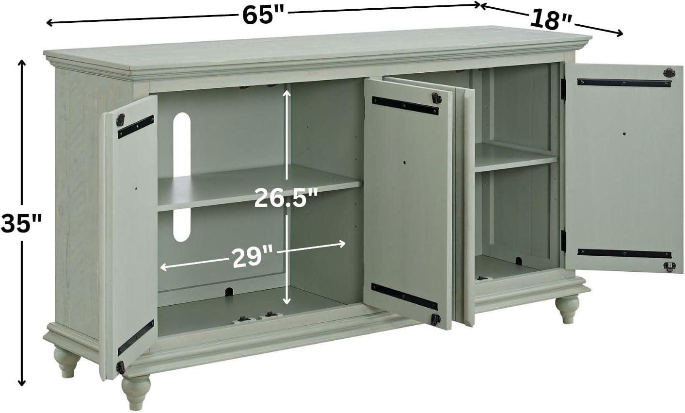 Martin Svensson Home Garden District Solid Wood TV Stand for TVs up to 70", Rustic Turquoise