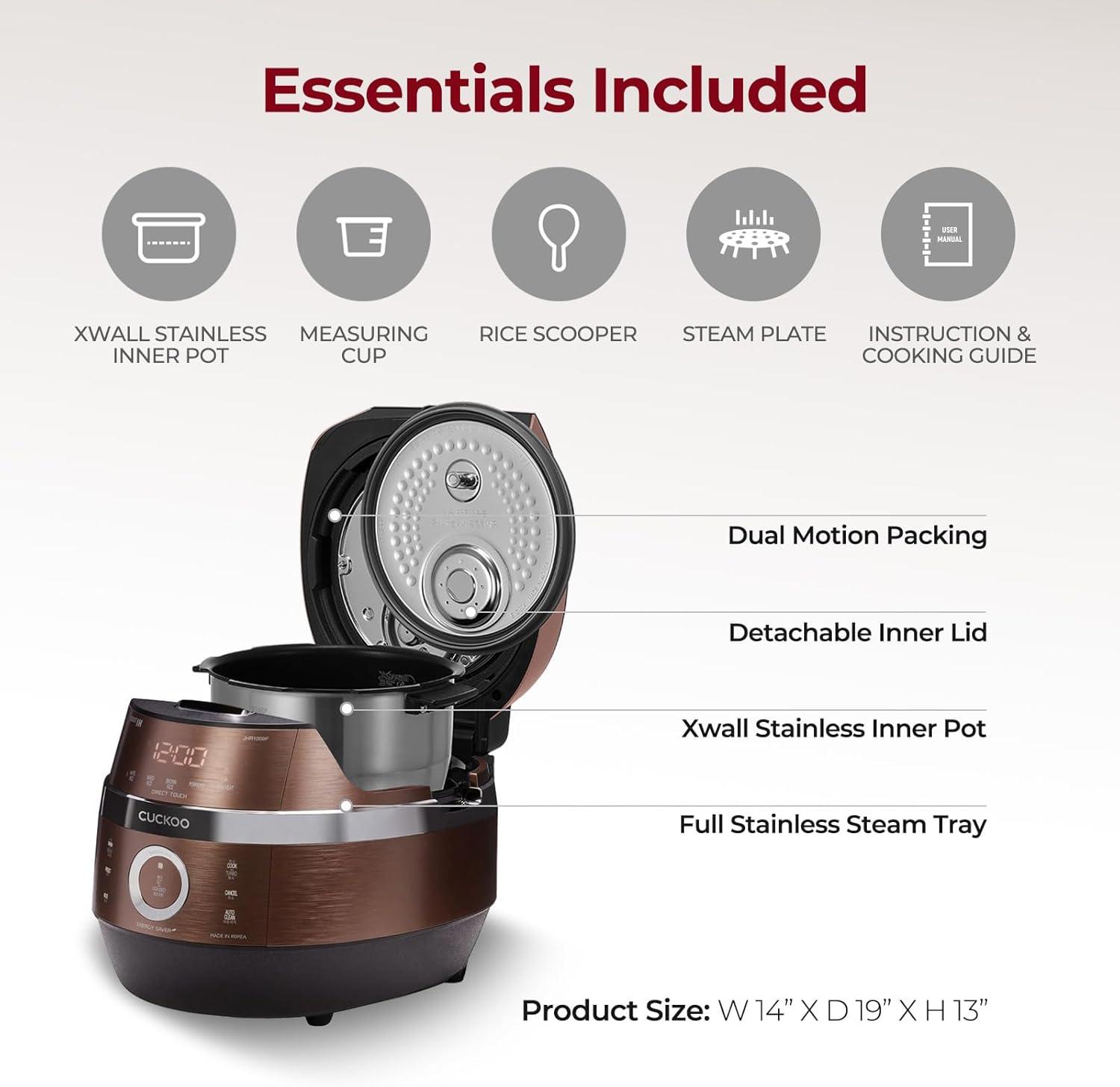 CUCKOO 10-Cup Induction Heating Pressure Rice Cooker and Warmer Bronze: 14 Settings, Automatic Keep Warm, Dishwasher-Safe Parts