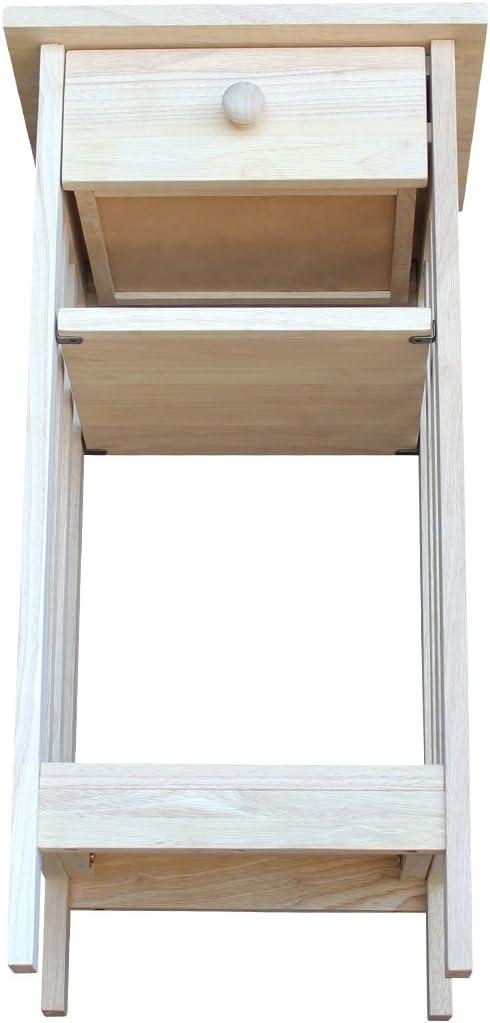International Concepts Mission Telephone Stand Unfinished : Hardwood Accent Table with Drawer & Fixed Shelf