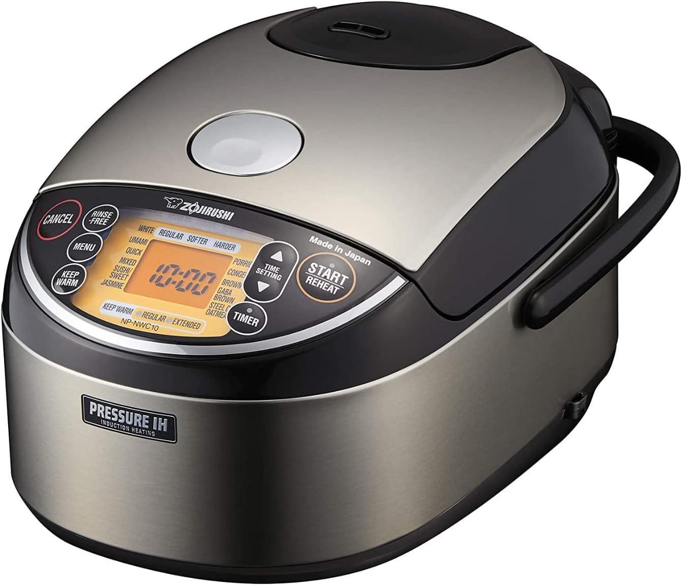 Zojirushi NP-NWC10XB Pressure Induction Heating Rice Cooker & Warmer 5.5 Cup (Uncooked): 11 Settings, Nonstick, 1240W