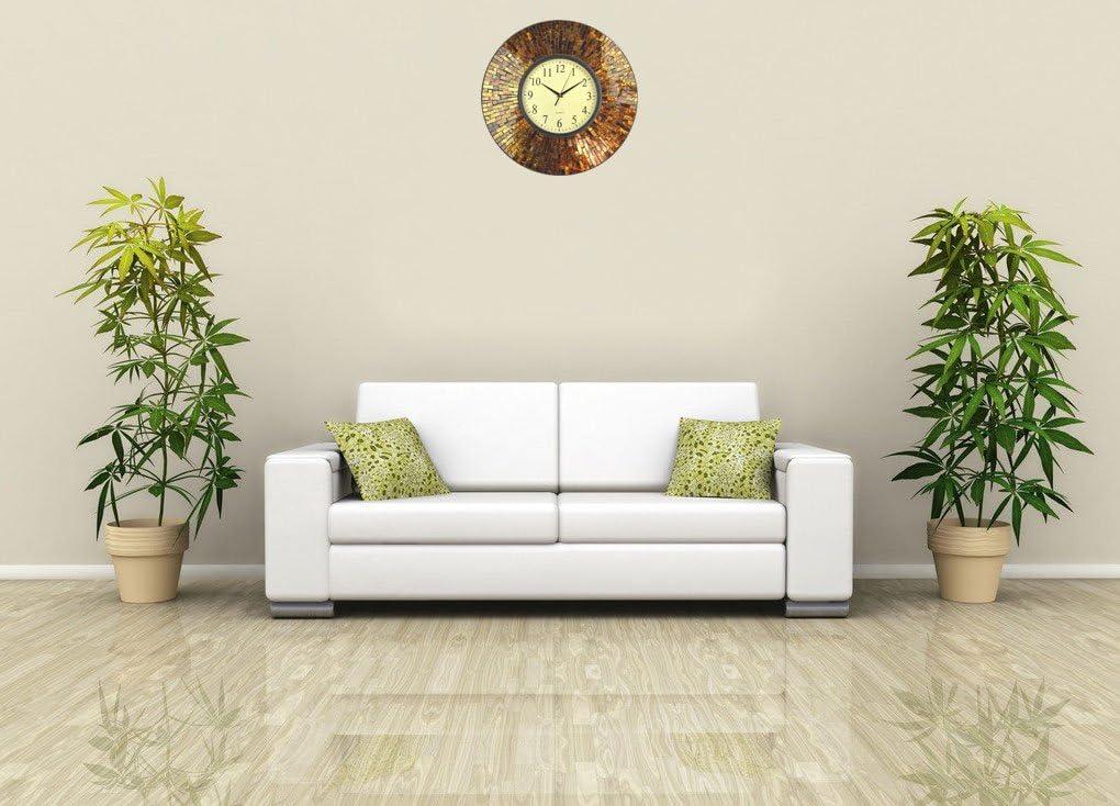 LuLu Decor, 19" Baltic Amber Mosaic Wall Clock with 9.5" Brown Arabic Glass Dial, 4.50" Mosaic Border, Silent Non-ticking Quartz, Perfect for Housewarming Gift
