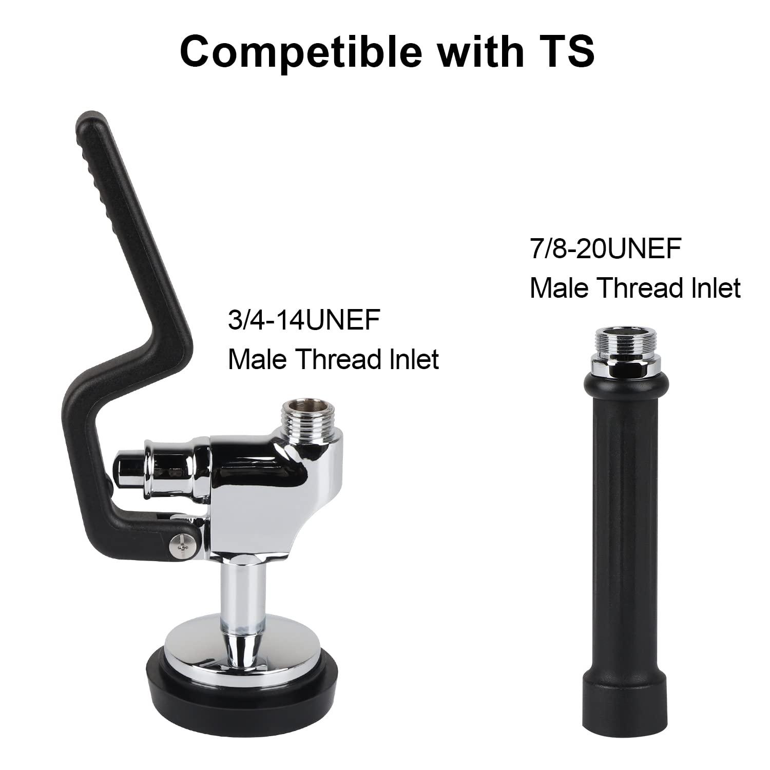 KWODE Pre-rinse Spray Valve Head for All Commercial Kitchen Sink Faucet, High Pressure Dish Sprayer Nozzle with Hand Grip Assembly Replacement Kit for Restaurant Industrial Faucets Black