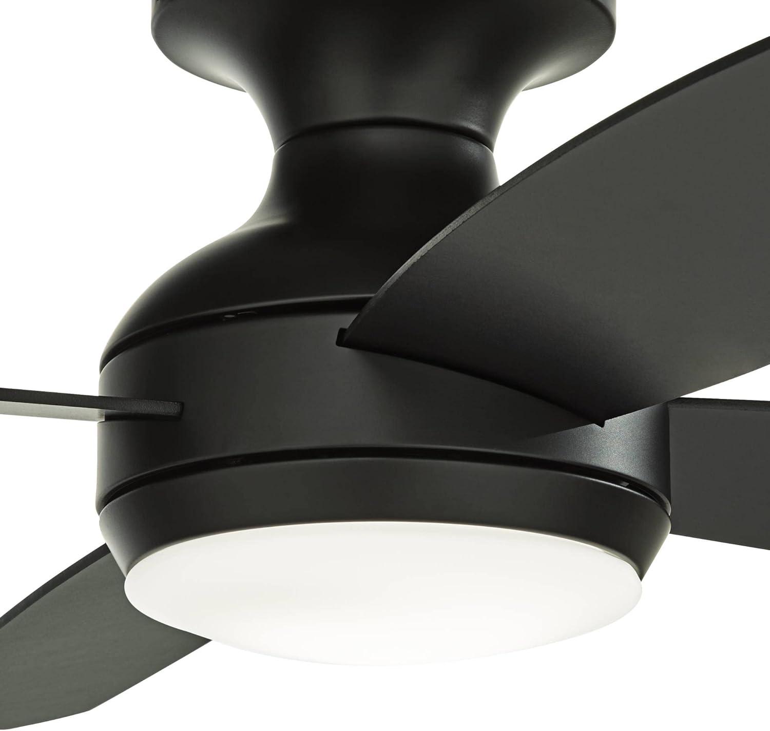 52" Casa Vieja Elite Modern Indoor Hugger Ceiling Fan with LED Light Remote Control Black Opal Glass for Living Room Kitchen House Bedroom Family Home