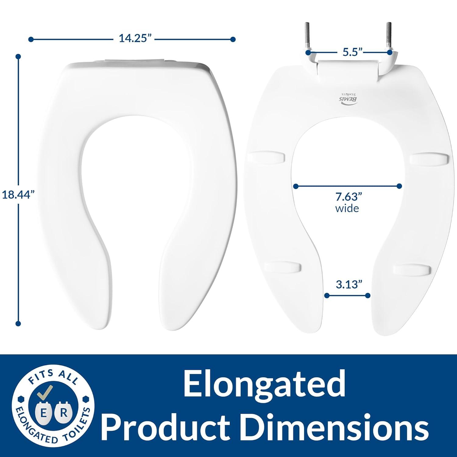 Bemis Toilet Seat,Elongated Bowl,Open Front 1655SSCT